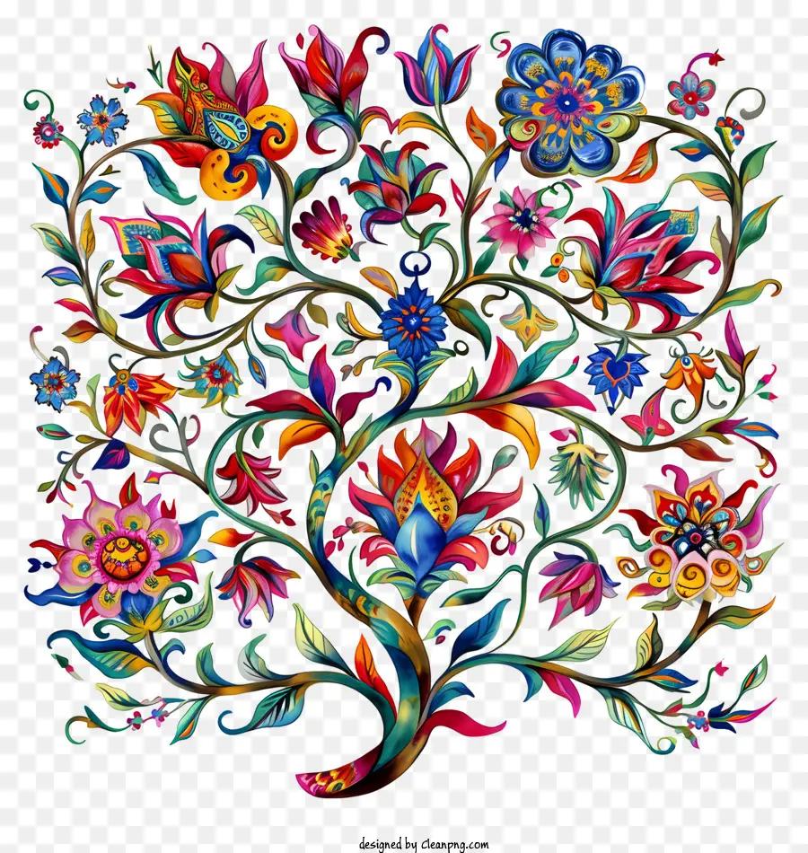 красочное дерево，Абстрактный цветочный рисунок PNG