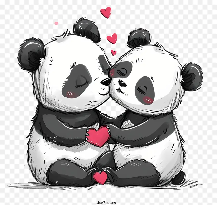 валентинка панда，панды PNG