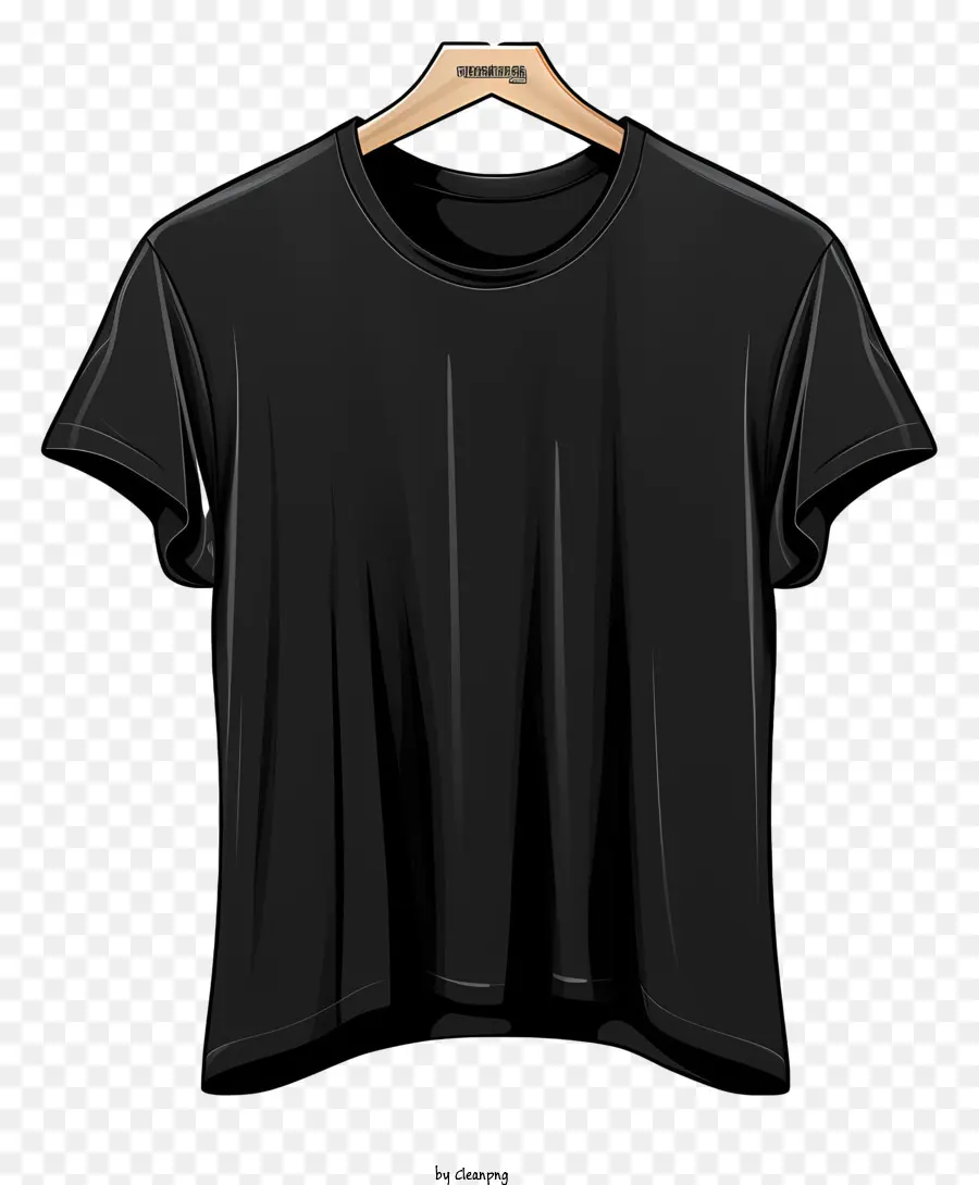 Черная футболка в стиле эскиза на вешалке для ткани，черная футболка PNG