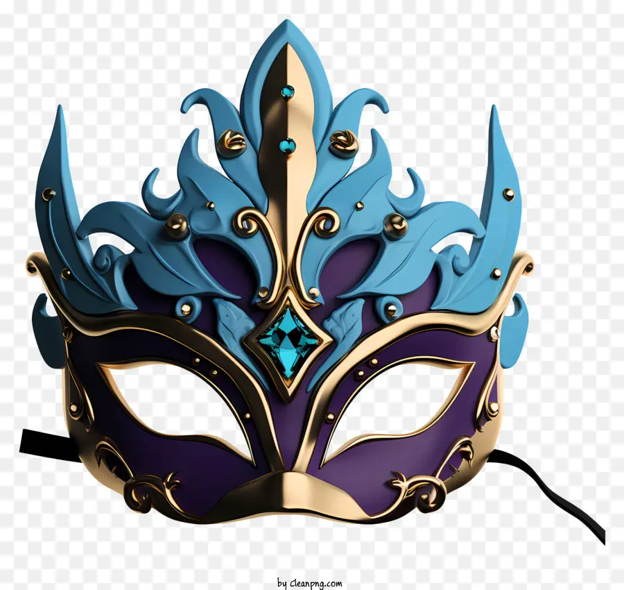 Маска маскарада реалистичного стиля，синяя и фиолетовая маска PNG