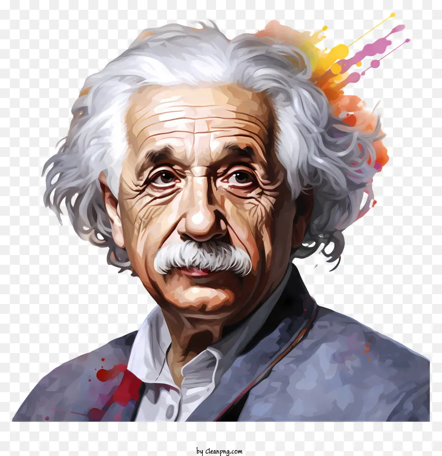 разноцветные краски Альберт Эйнштейн Портрет，Альберт Эйнштейн PNG