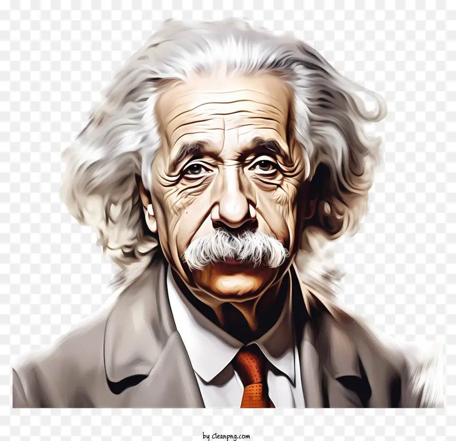 Стиль Doodle Albert Einstein Portrait，цифровая живопись PNG