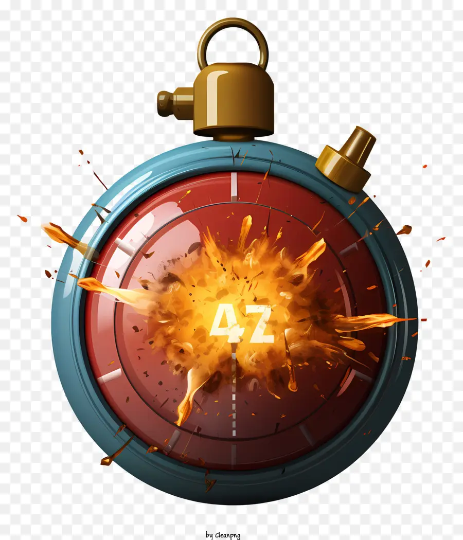 Реалистичный таймер стиля бомба，часы со взрывом пламени PNG