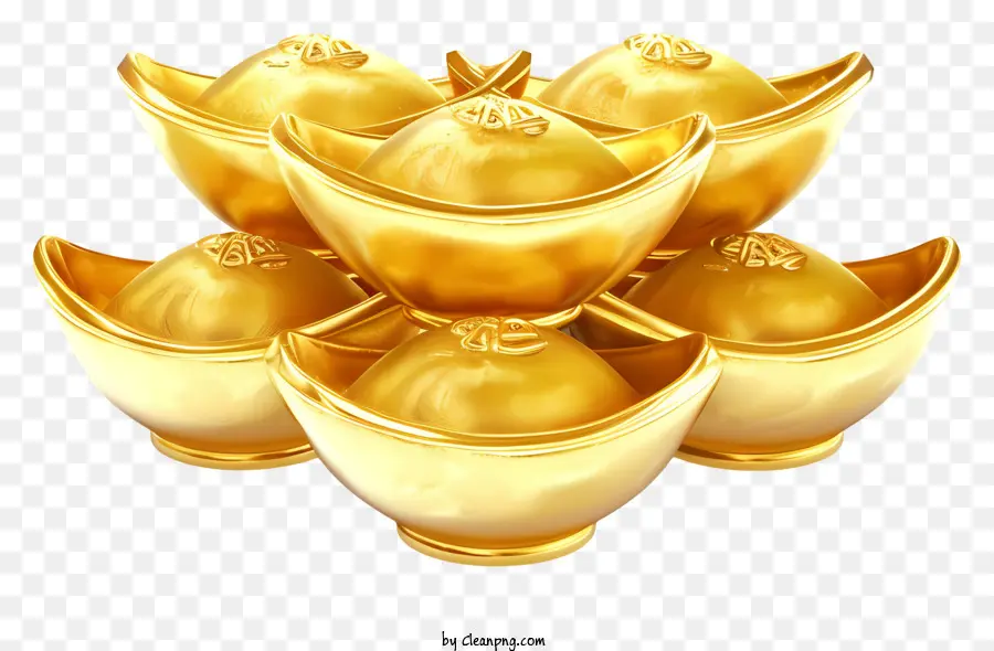 Китайские золотые слитки иллюстрируют，Золотые чаши PNG
