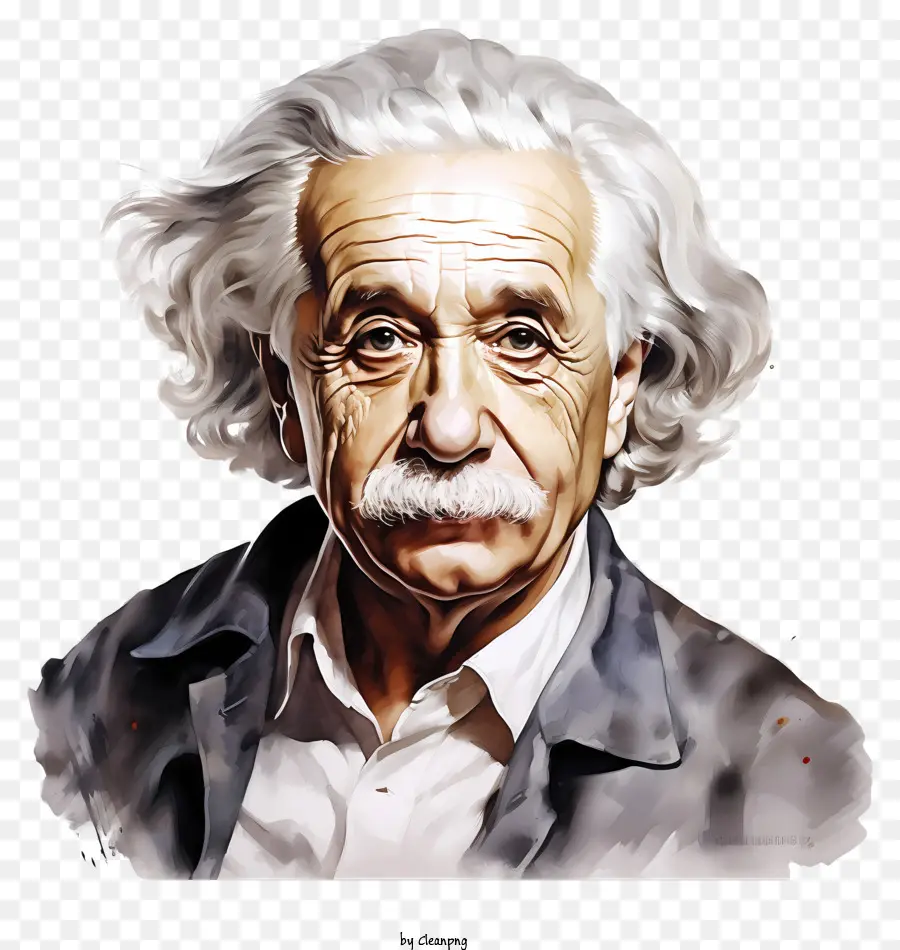 акварельный портрет Альберт Эйнштейн，Человек с белой бородой PNG