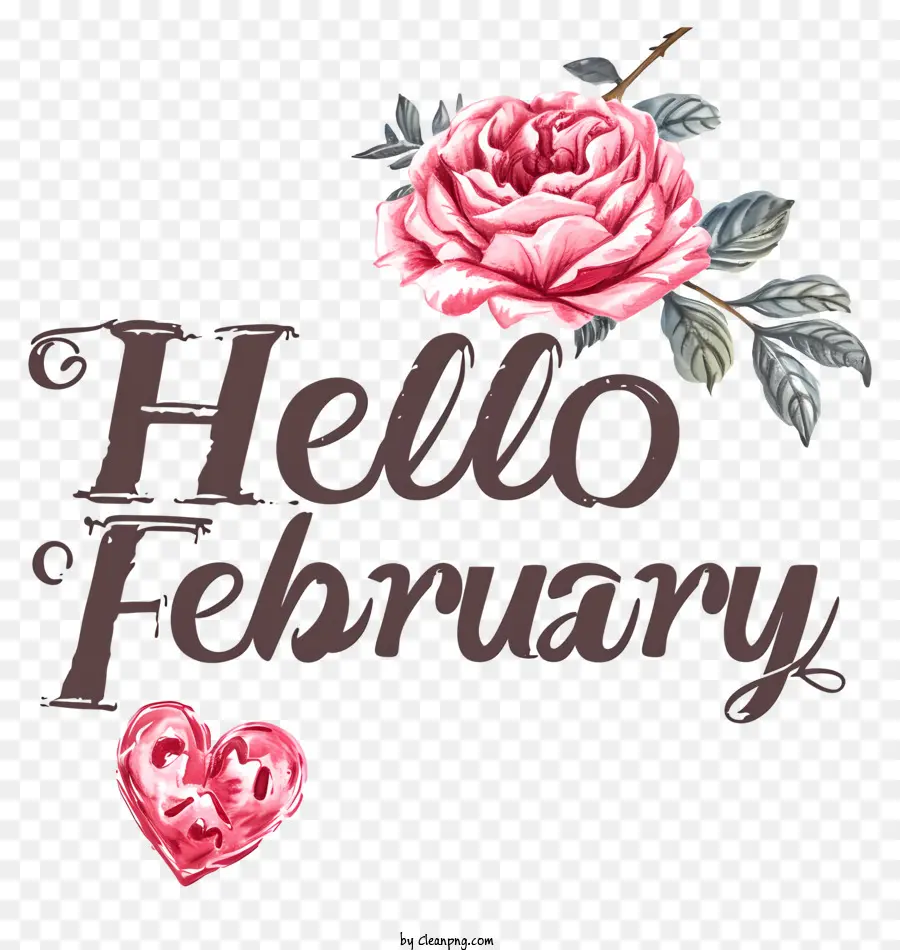 привет феврале，Pink Rose PNG