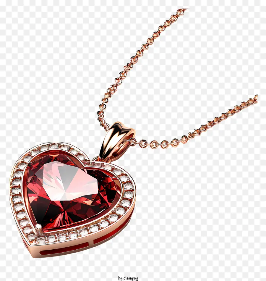 Ювелирные изделия Дня Святого Валентина，Ожерелье красного сердца PNG