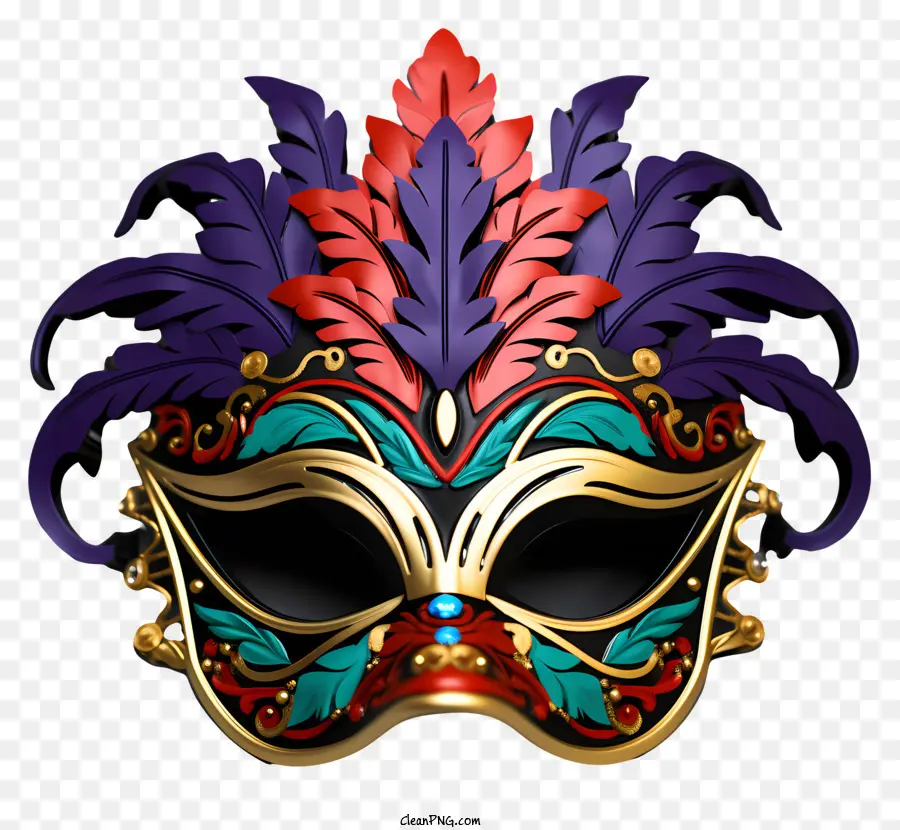 Плоская маска маскарада，Золотая маска PNG