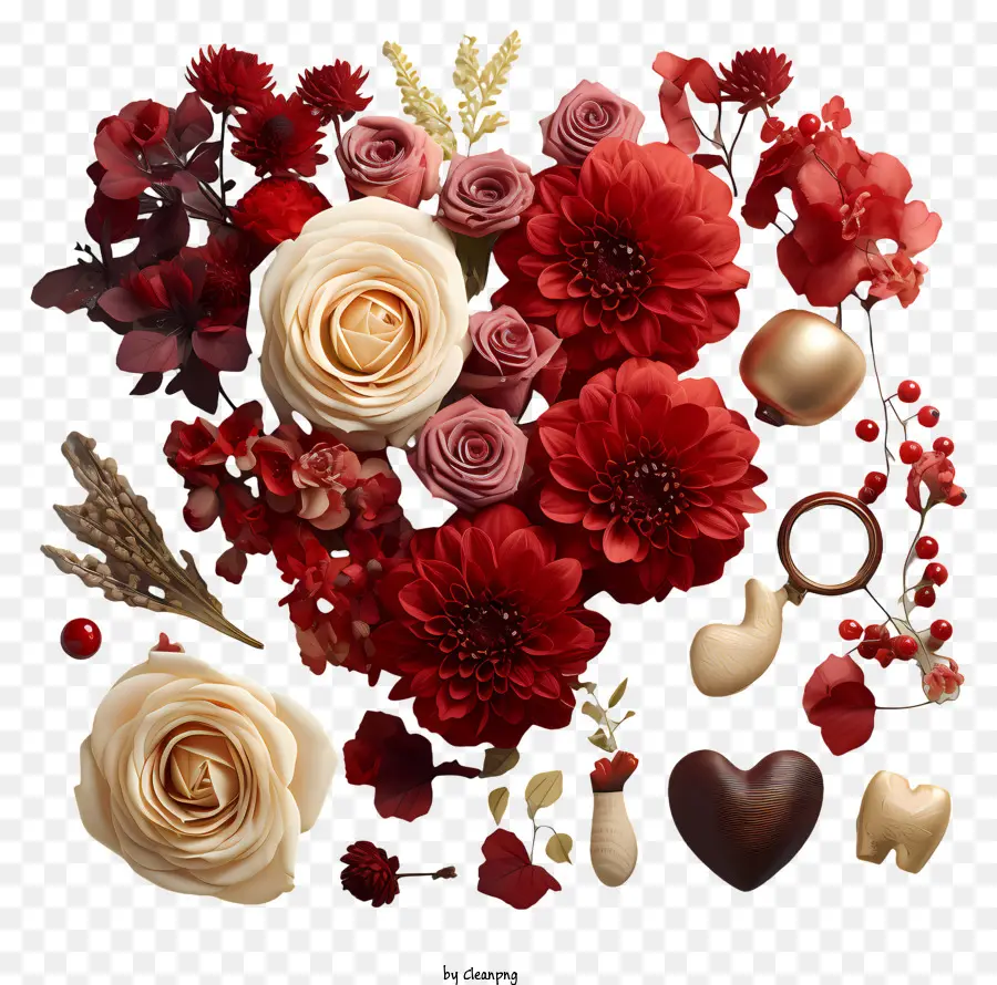 День святого Валентина，цветы PNG