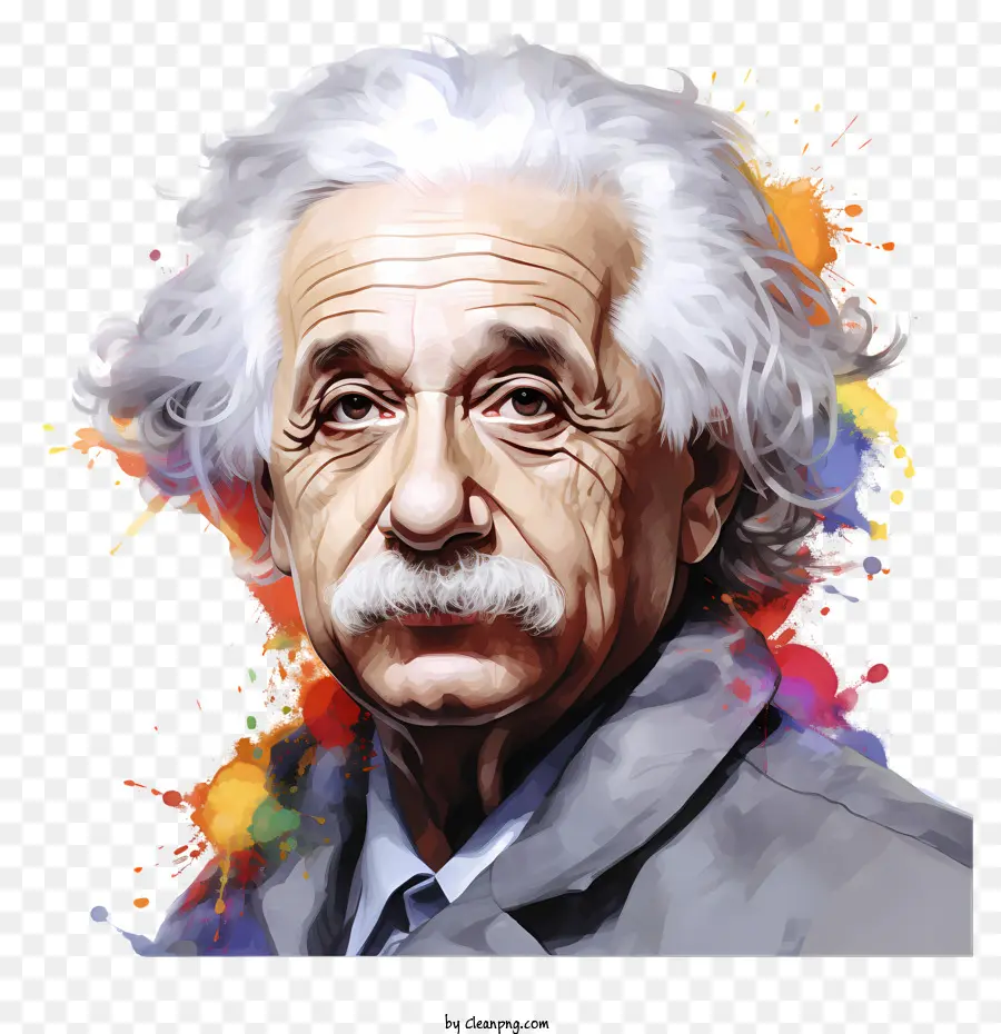 разноцветные краски Альберт Эйнштейн Портрет，портрет PNG