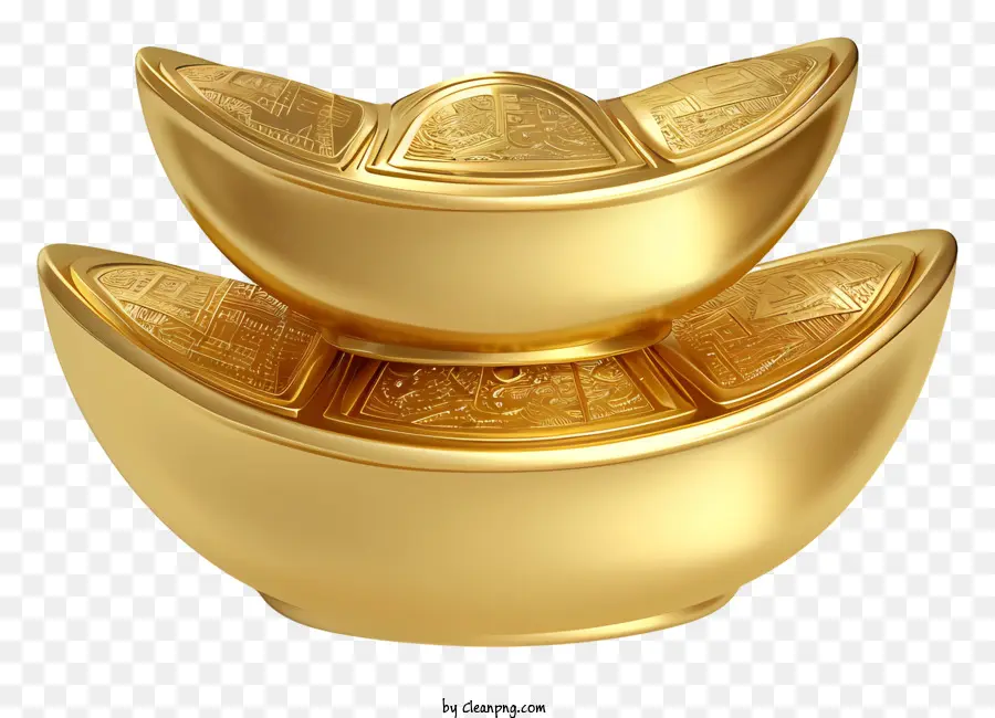 Реалистичные 3d китайские золотые слитки，Золотая чаша PNG
