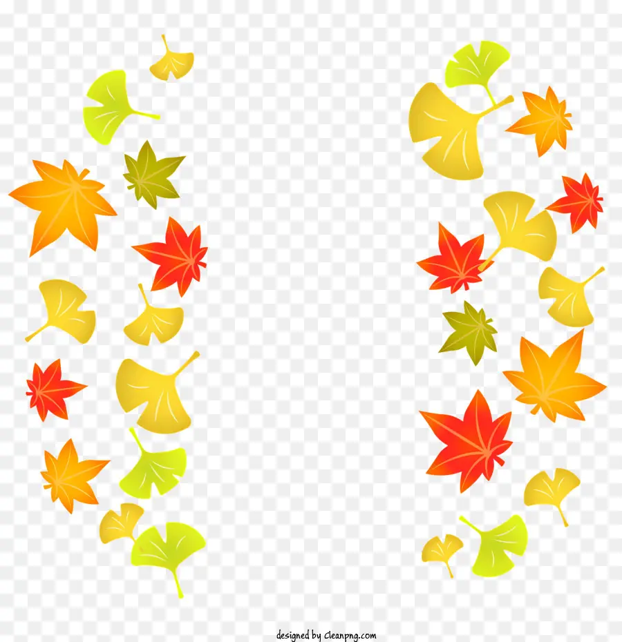 Осенние листья граница，красочные осенние листья PNG
