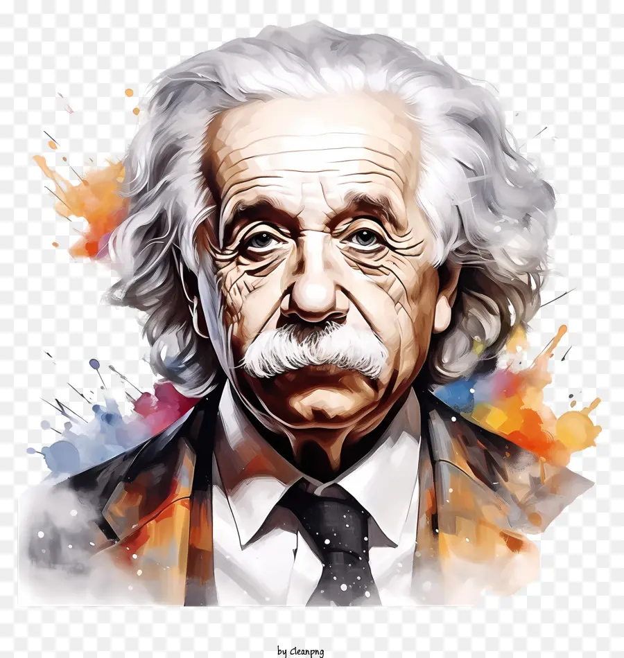 акварельный портрет Альберт Эйнштейн，живопись PNG