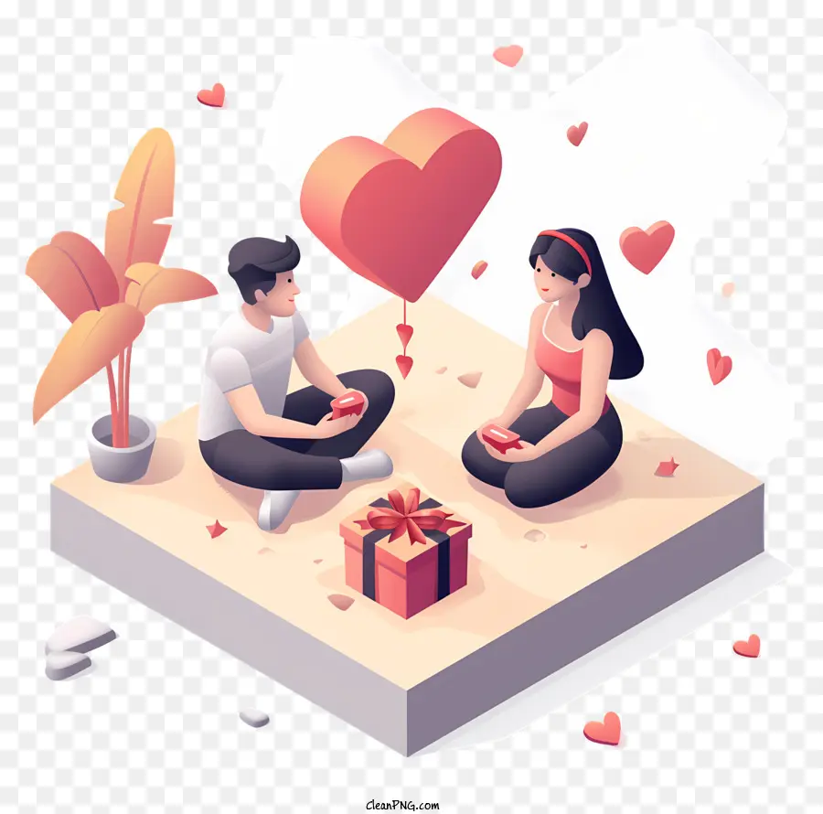 подарок на Валентин для парня，Романтическая пляжная сцена PNG