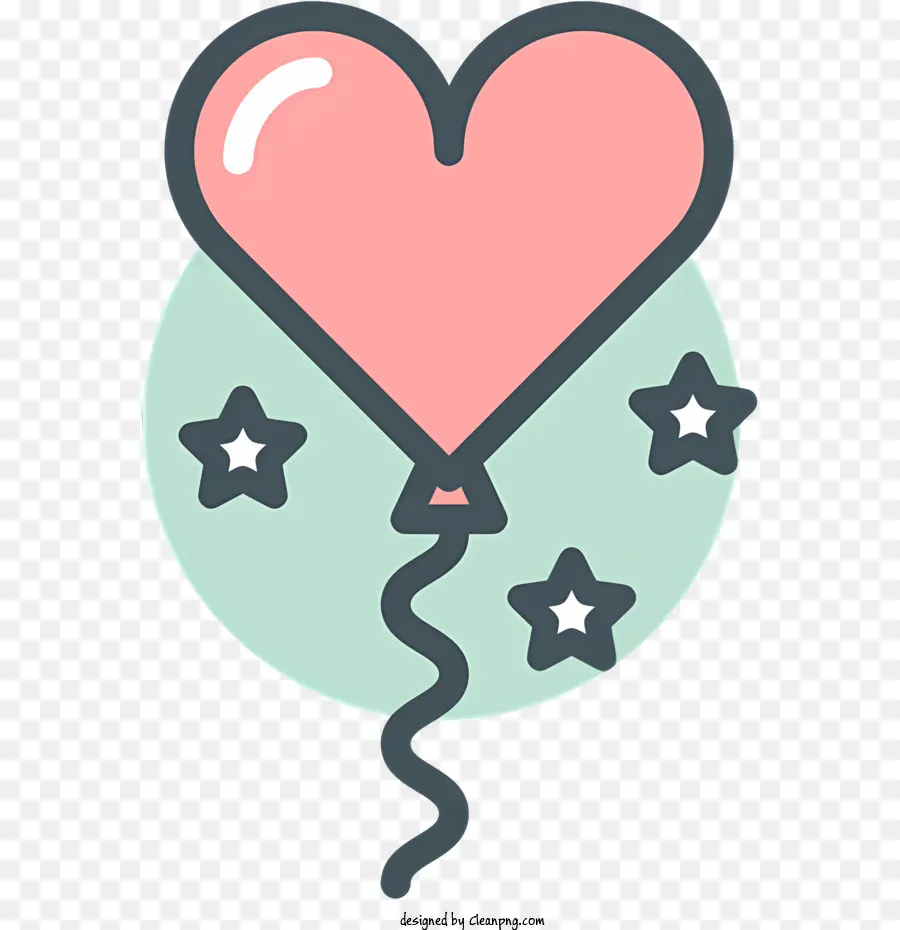 День Святого Валентина с плоской линией，Сердце в форме воздушного шара PNG
