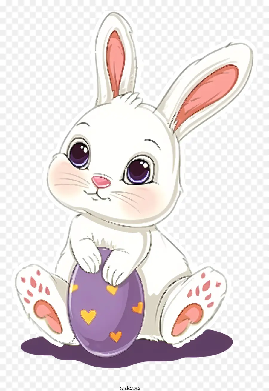 Плоский пасхальный кролик，белый кролик PNG