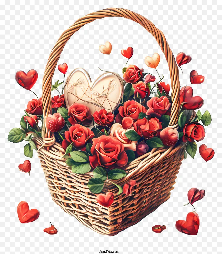 Подарочная корзина Дня Святого Валентина，Красные Розы PNG