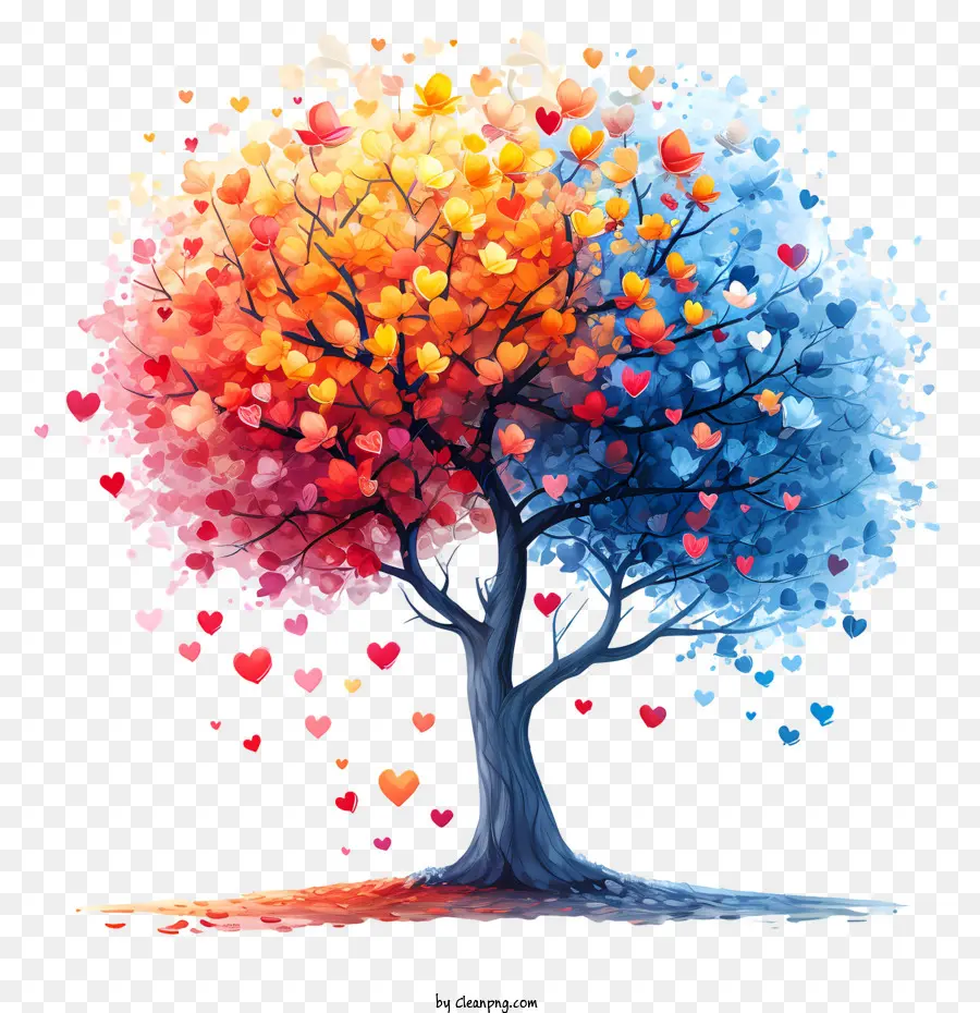 сердца дерево，красочное дерево PNG