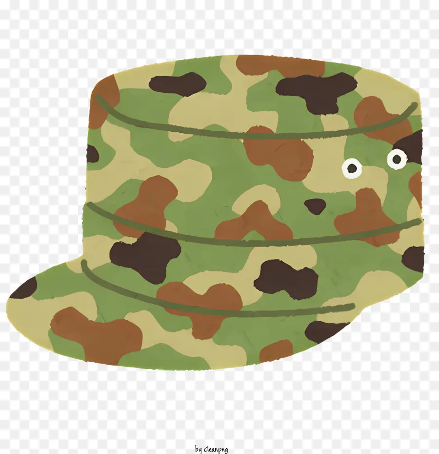 Зеленая камуфляжная шляпа，Черный козырек PNG