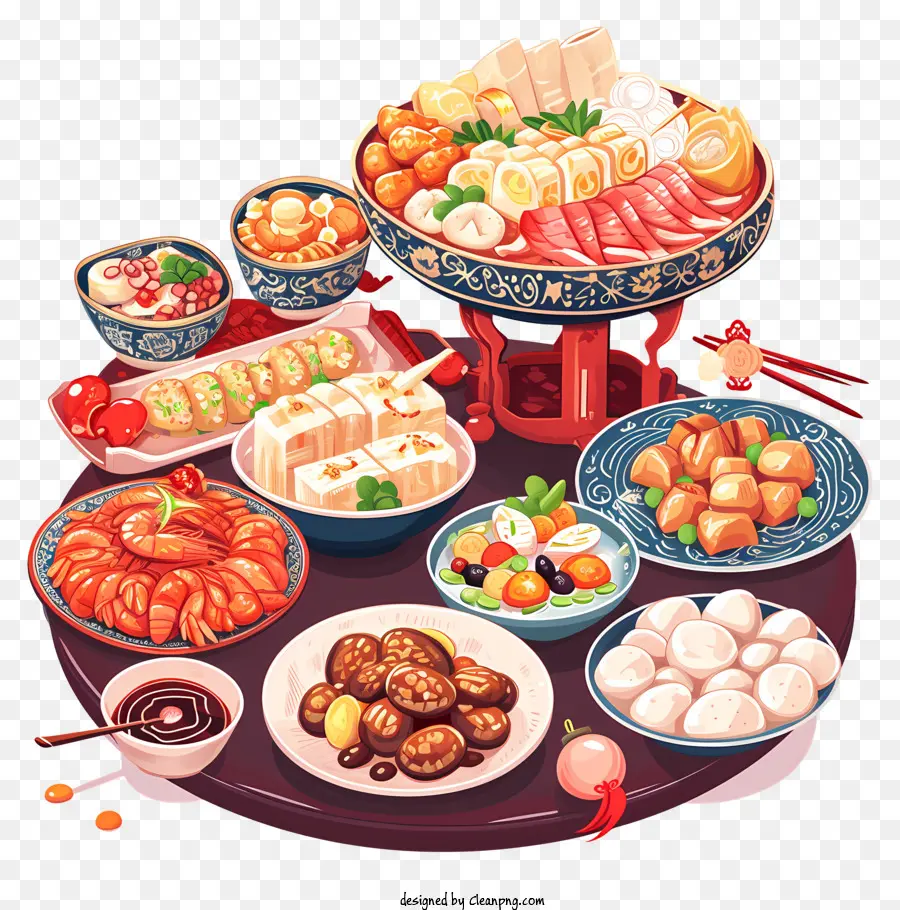 китайское новогоднее меню，изысканный обед PNG
