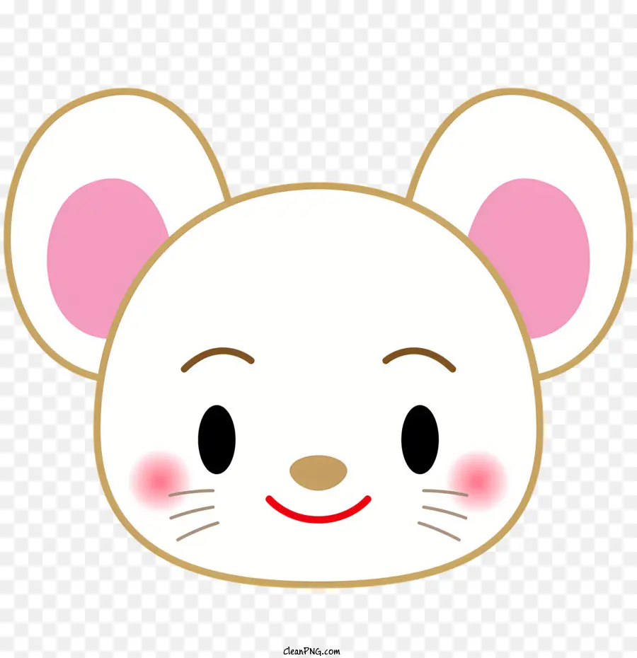 белая мышь，розовые уши PNG