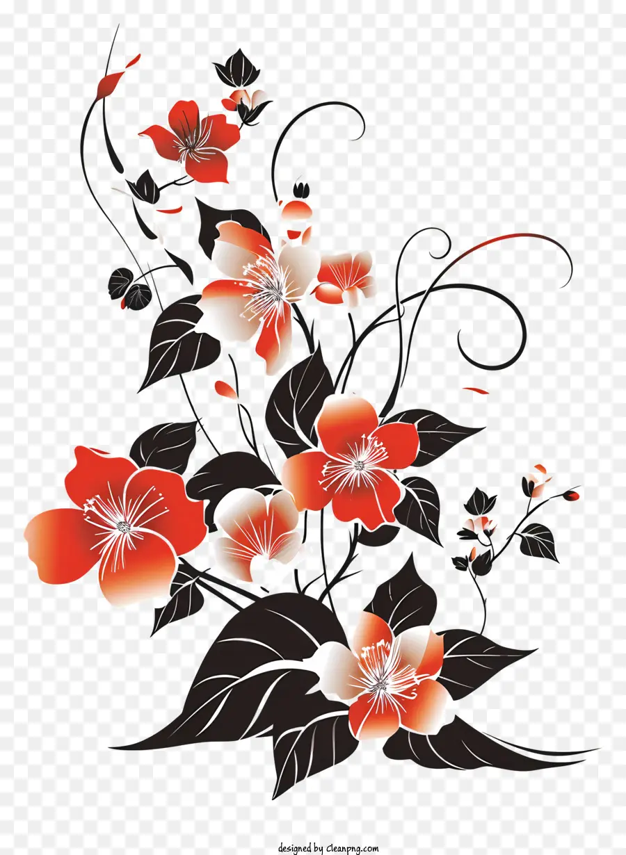 Цветочное расположение дзен，апельсиновые и белые цветы PNG