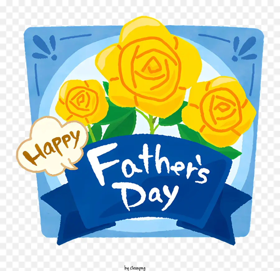 день отцов，желтые розы PNG