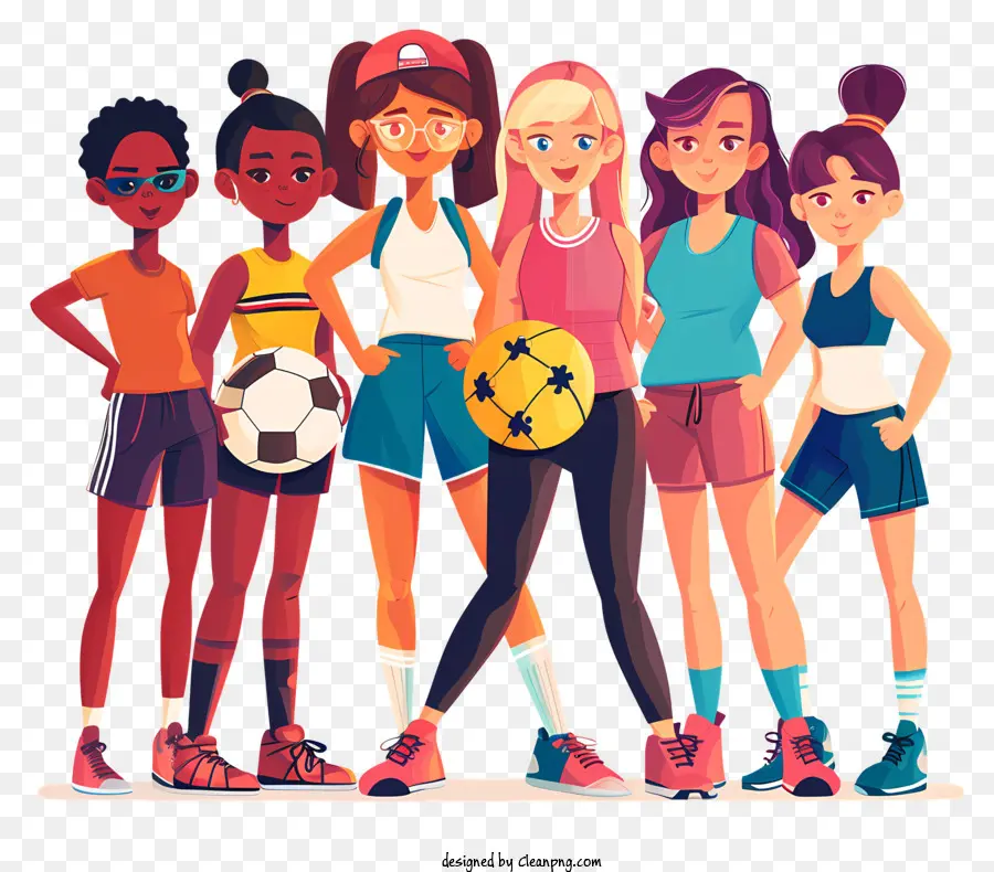 Девочки и женщины в спорте，групповое фото PNG