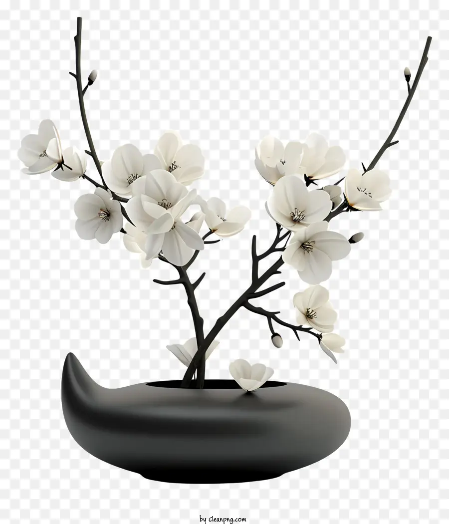 Цветочное расположение дзен，Белое цветущее дерево PNG