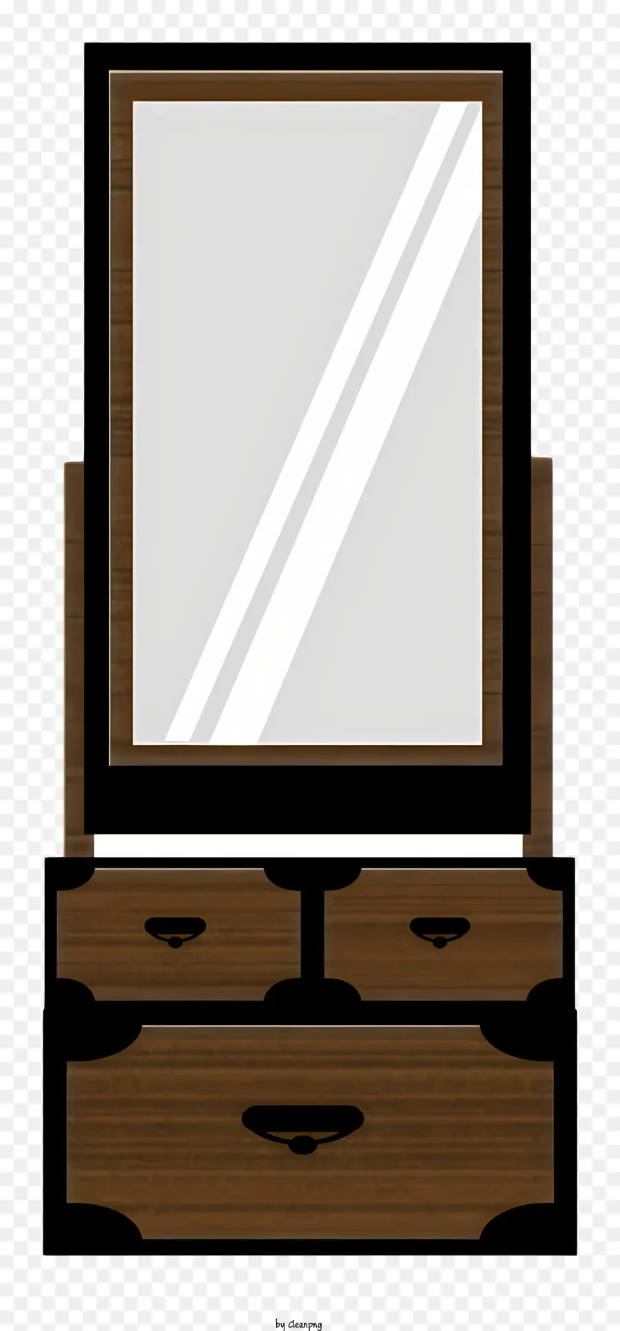 Деревянный туалетный столик，Плюдчик с зеркалом PNG