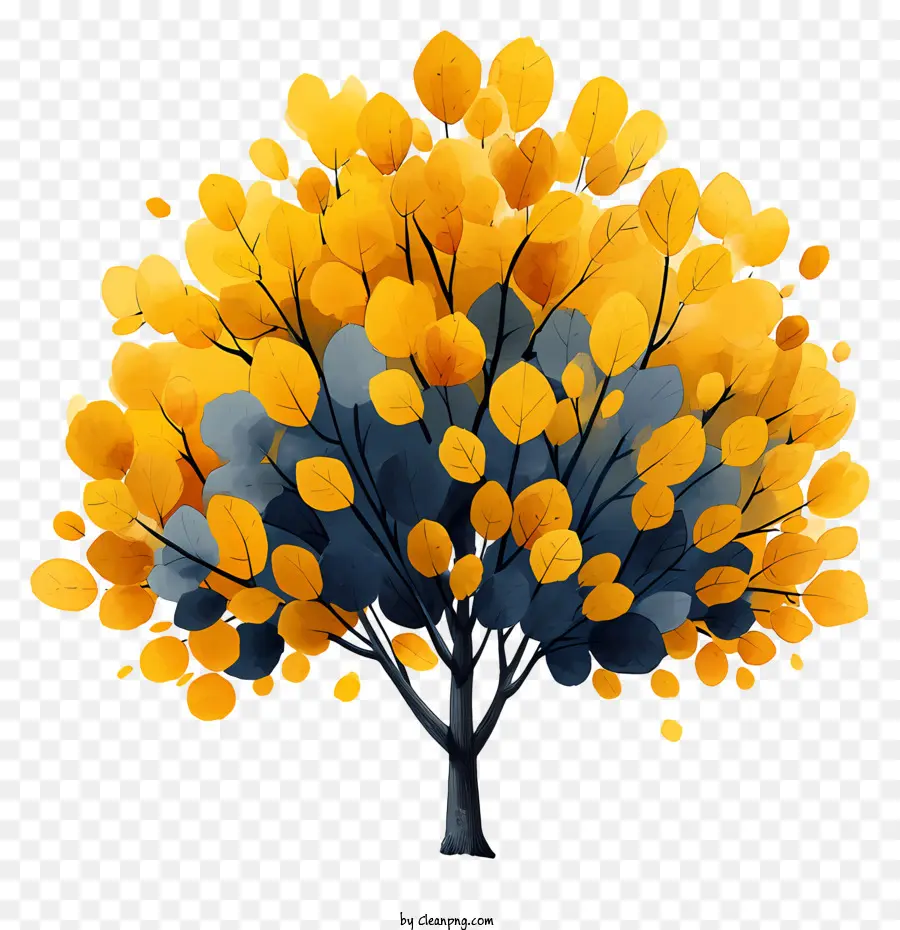 Осеннее дерево，желтое дерево PNG