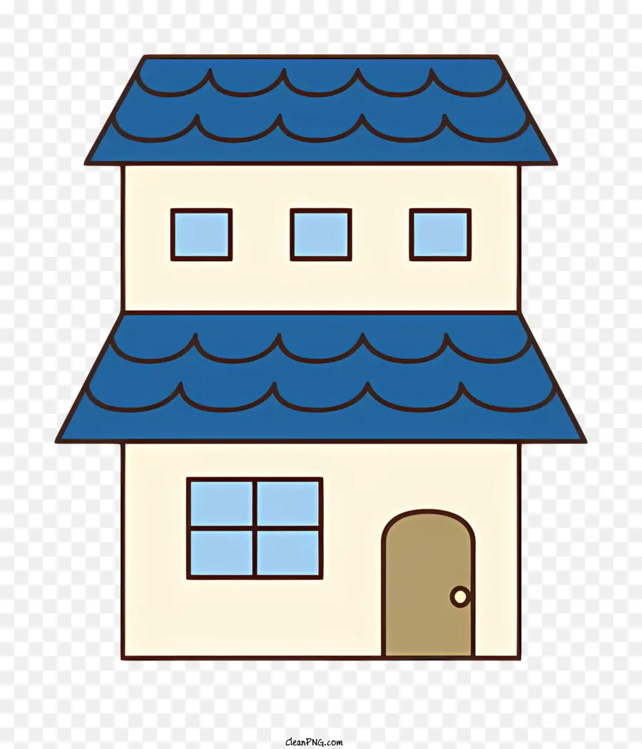 дом мультфильм，Синяя крыша PNG
