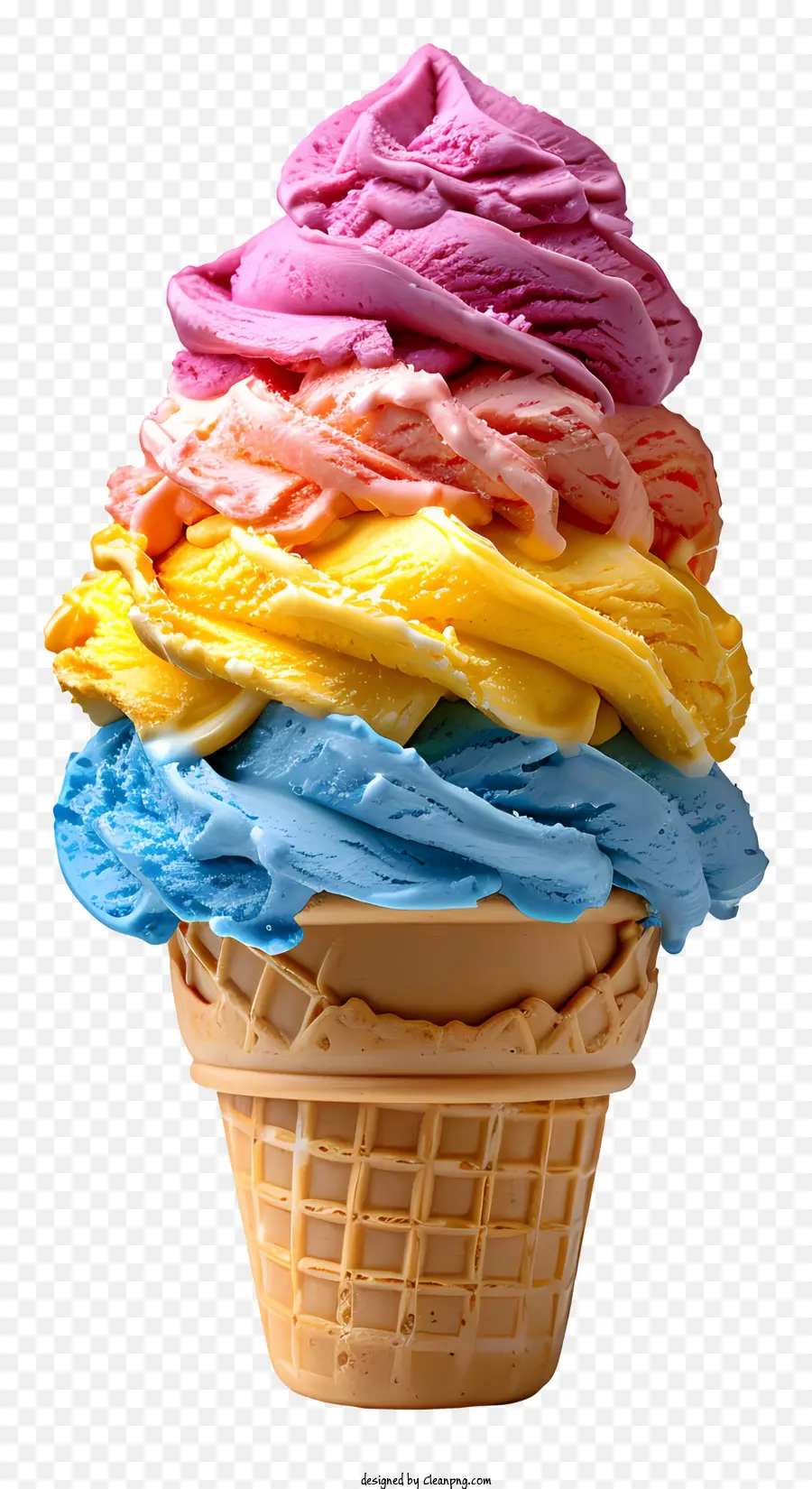 радужный конус мороженого，красочный конус мороженого PNG