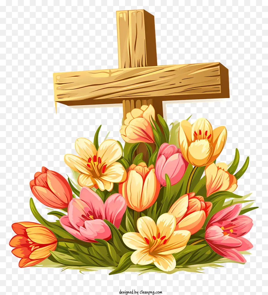 Счастливого Пасхального креста，Крест из дерева PNG