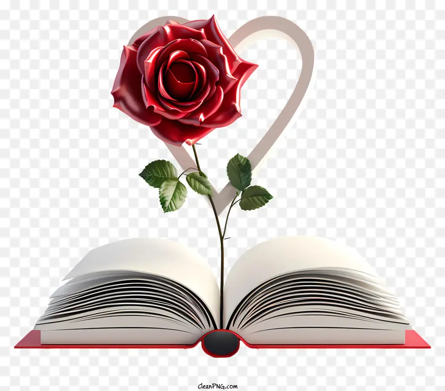 Роза на книге，открытая книга PNG