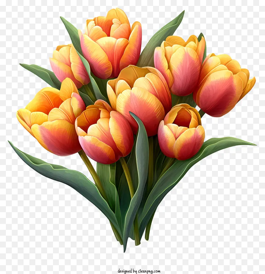 букет в стиле эскизов，Оранжевые тюльпаны PNG