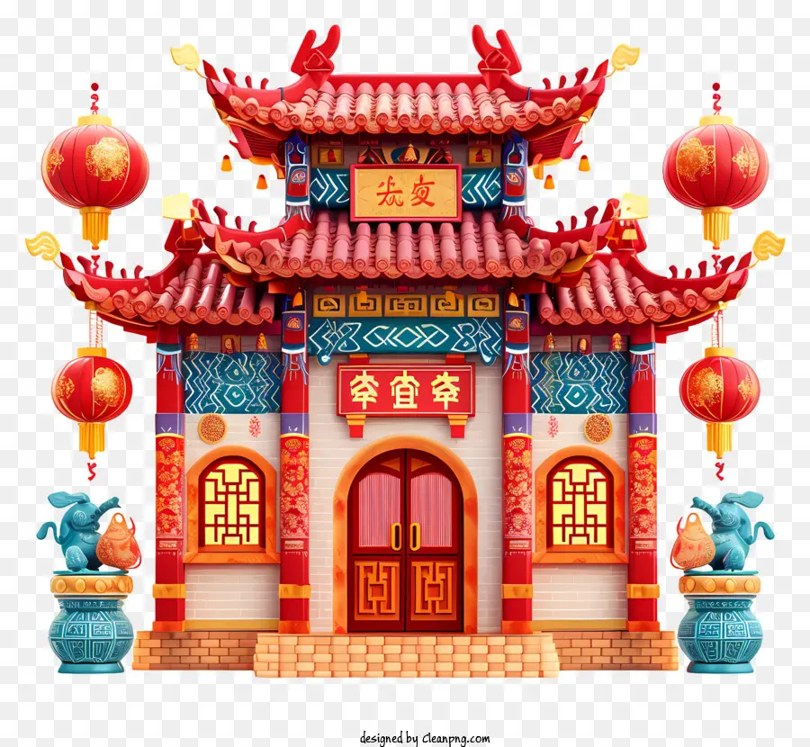 Китайское новогоднее здание，Традиционный китайский дом PNG