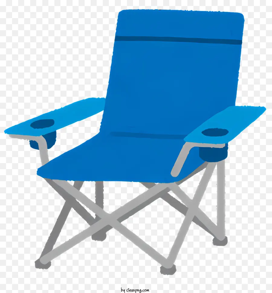 Голубое наружное кресло，держатели стаканов PNG