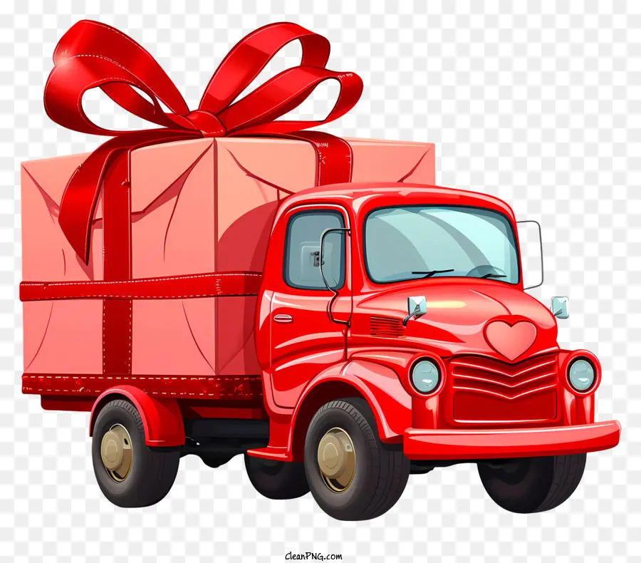 Доставка подарков Валентина，красный грузовик PNG