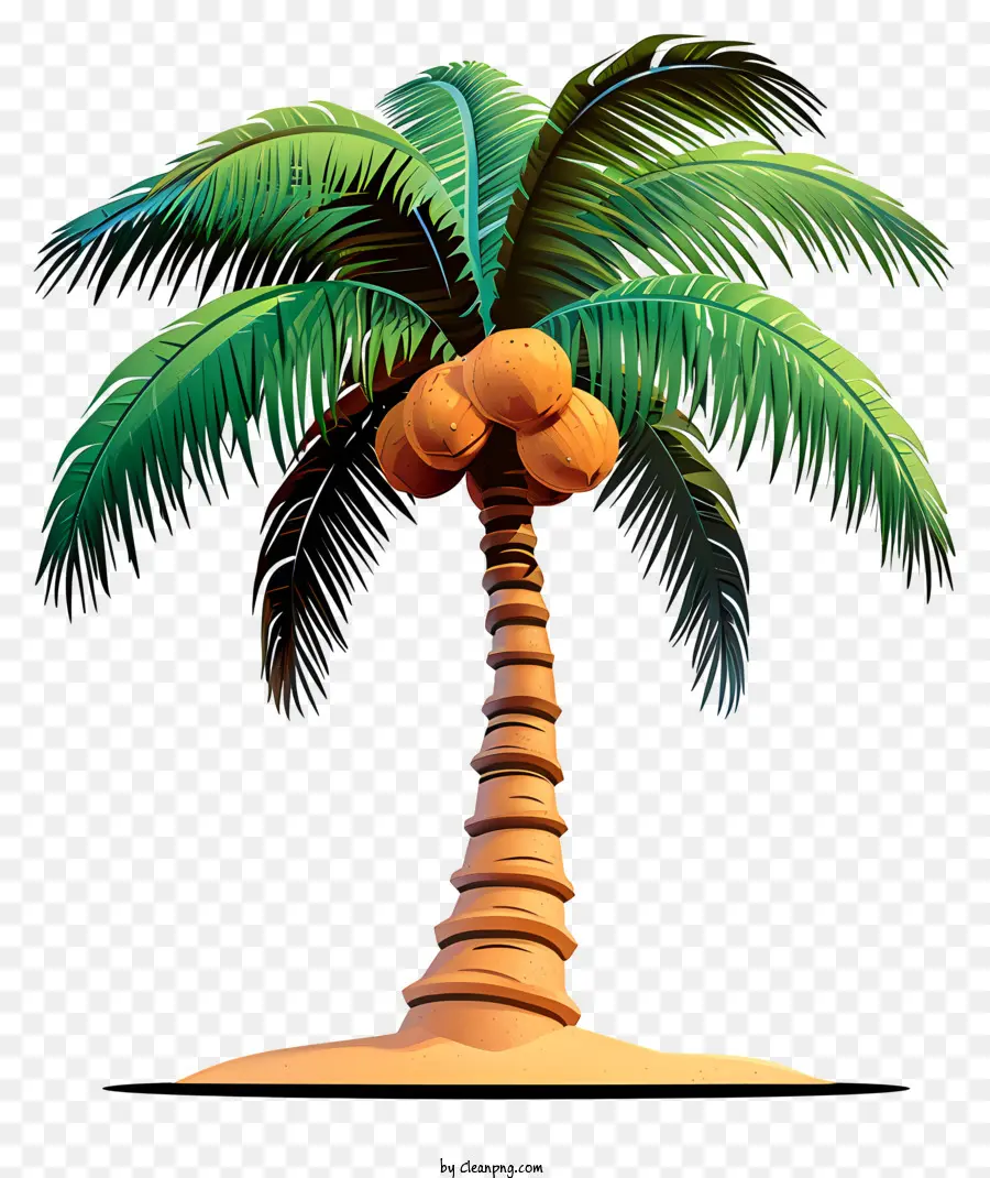 Плоское кокосовое дерево，пальму PNG