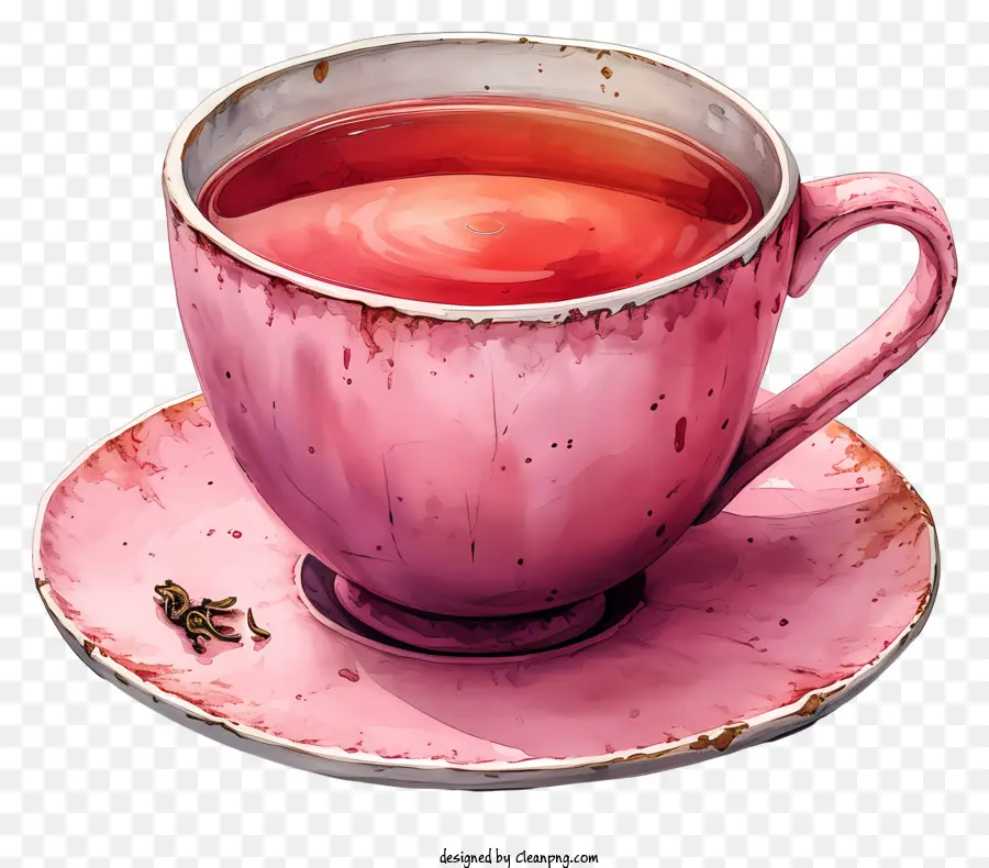 чашка чая，розовая чашка чая PNG