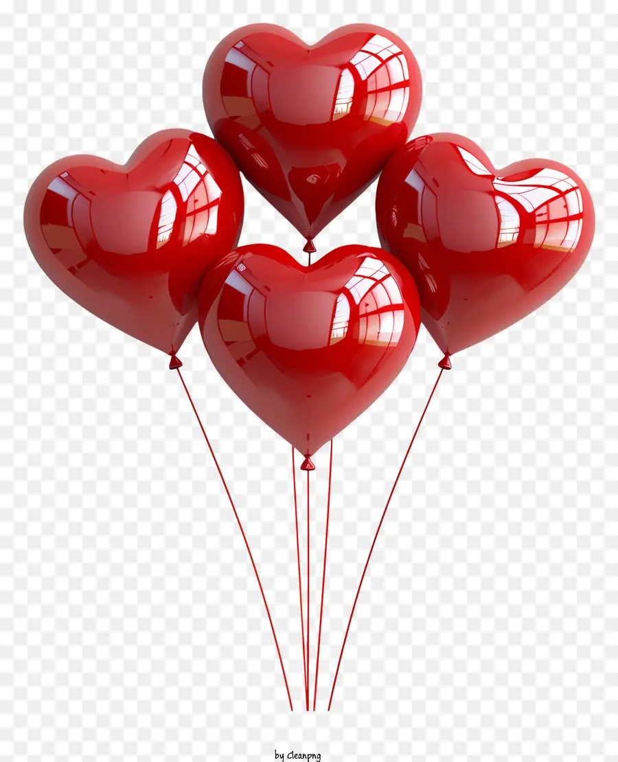 сердечные воздушные шары，красное сердце шар PNG