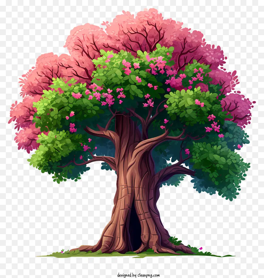 пастельное большое дерево，Розовый цветочный дерево PNG