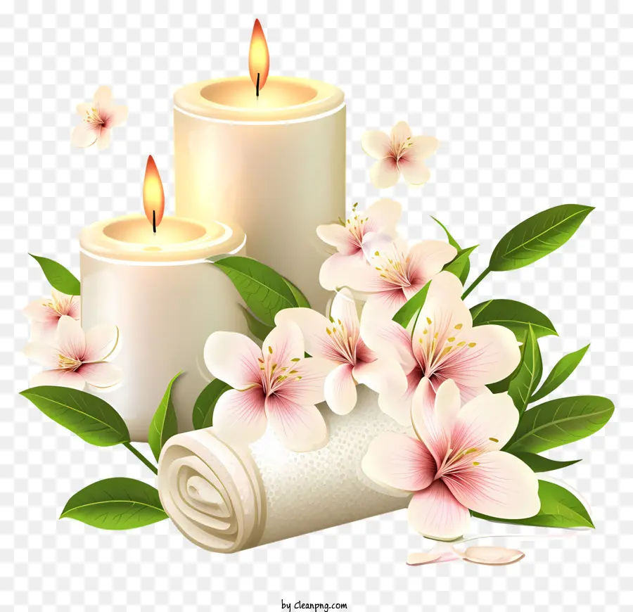 спа，свеча и цветок PNG