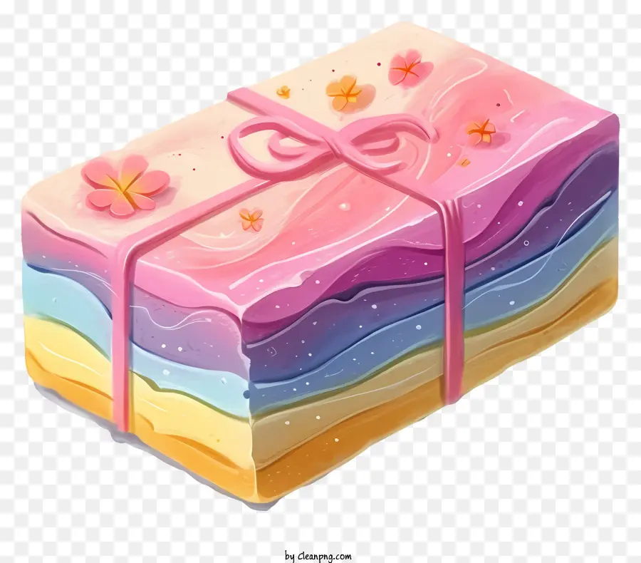 Акварельный мыльный бар，Радужный торт PNG
