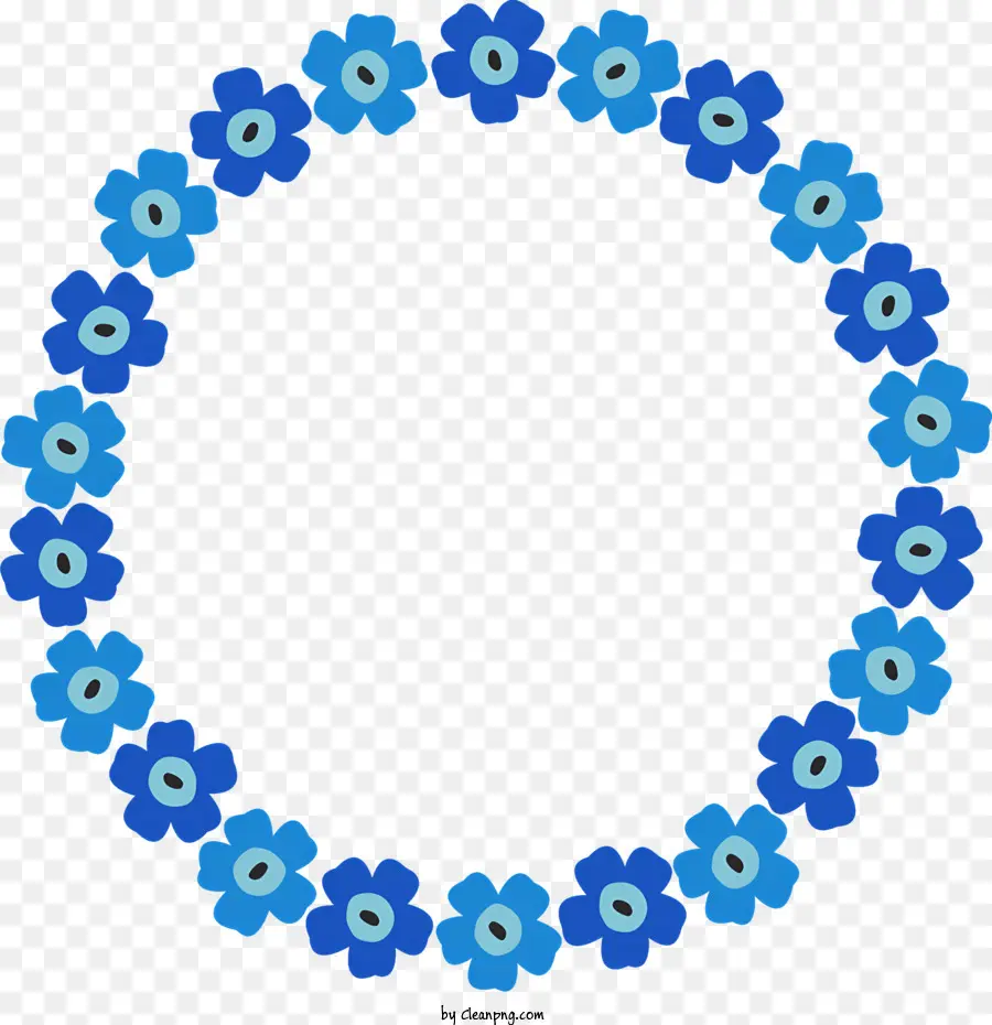 Цветочный круг круга，синие цветы PNG