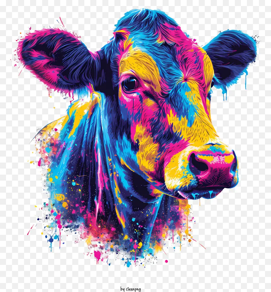 корова портрет，Окрашенная корова PNG