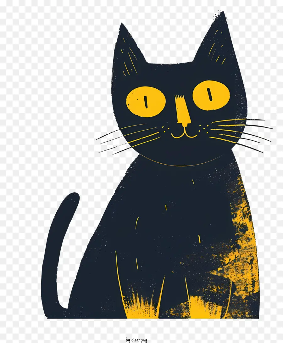 Минималистская кошка，Черный кот PNG