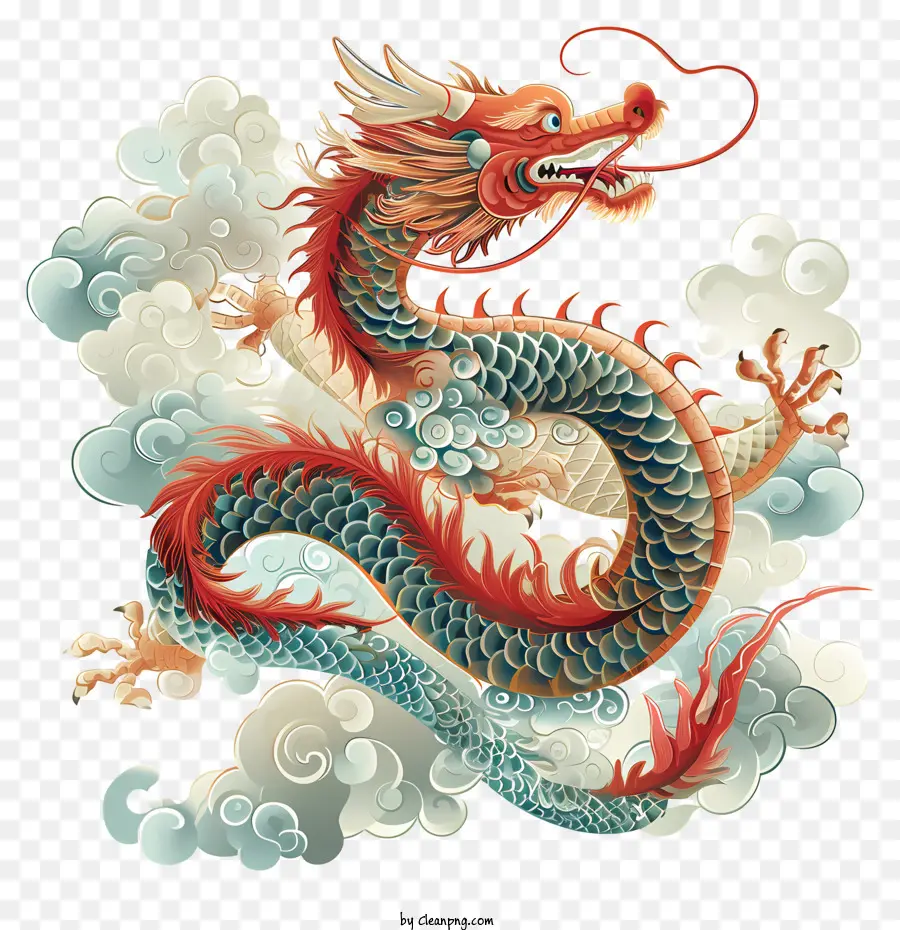 Китайский Новый год，Красочный дракон PNG