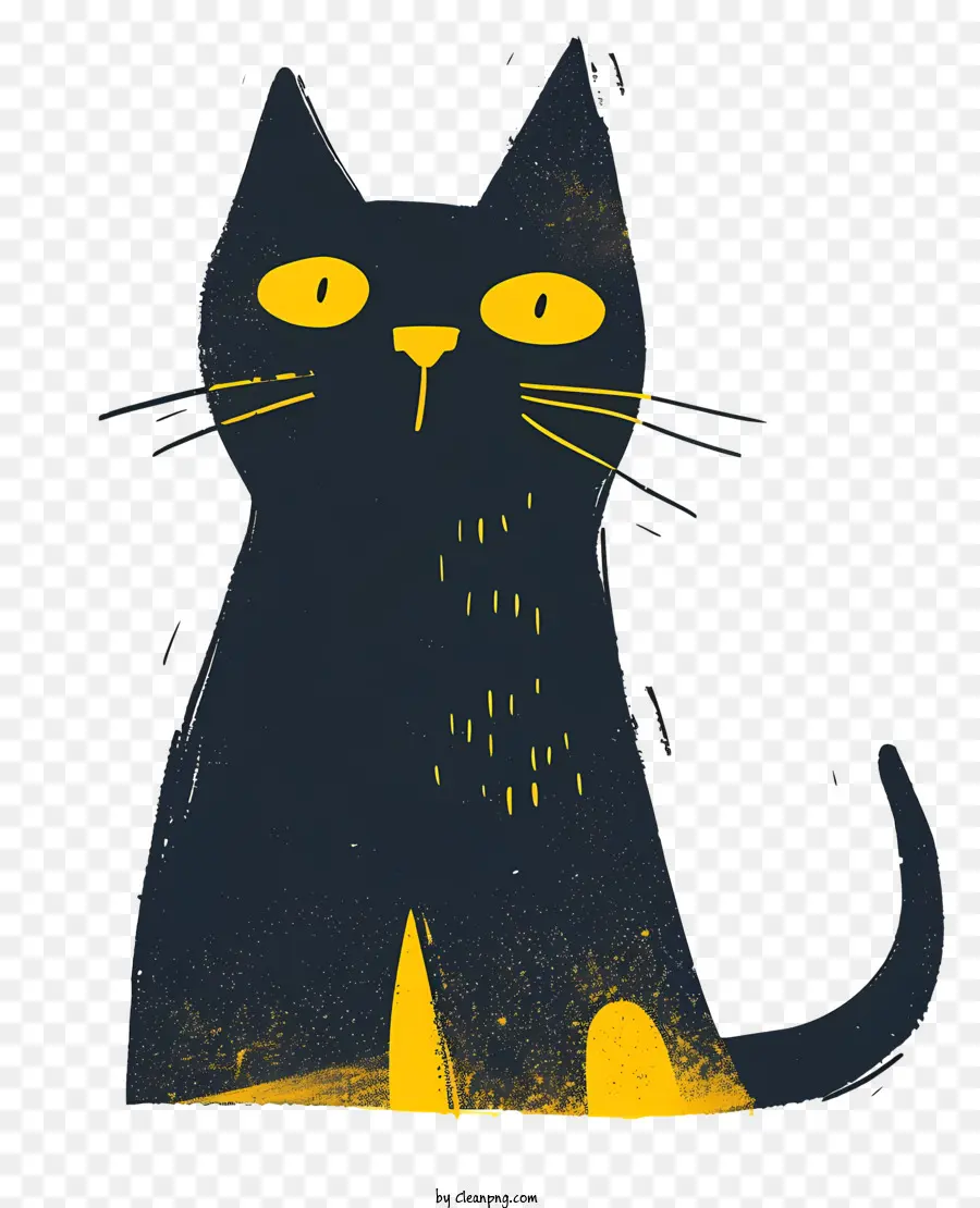 Минималистская кошка，Черный кот PNG
